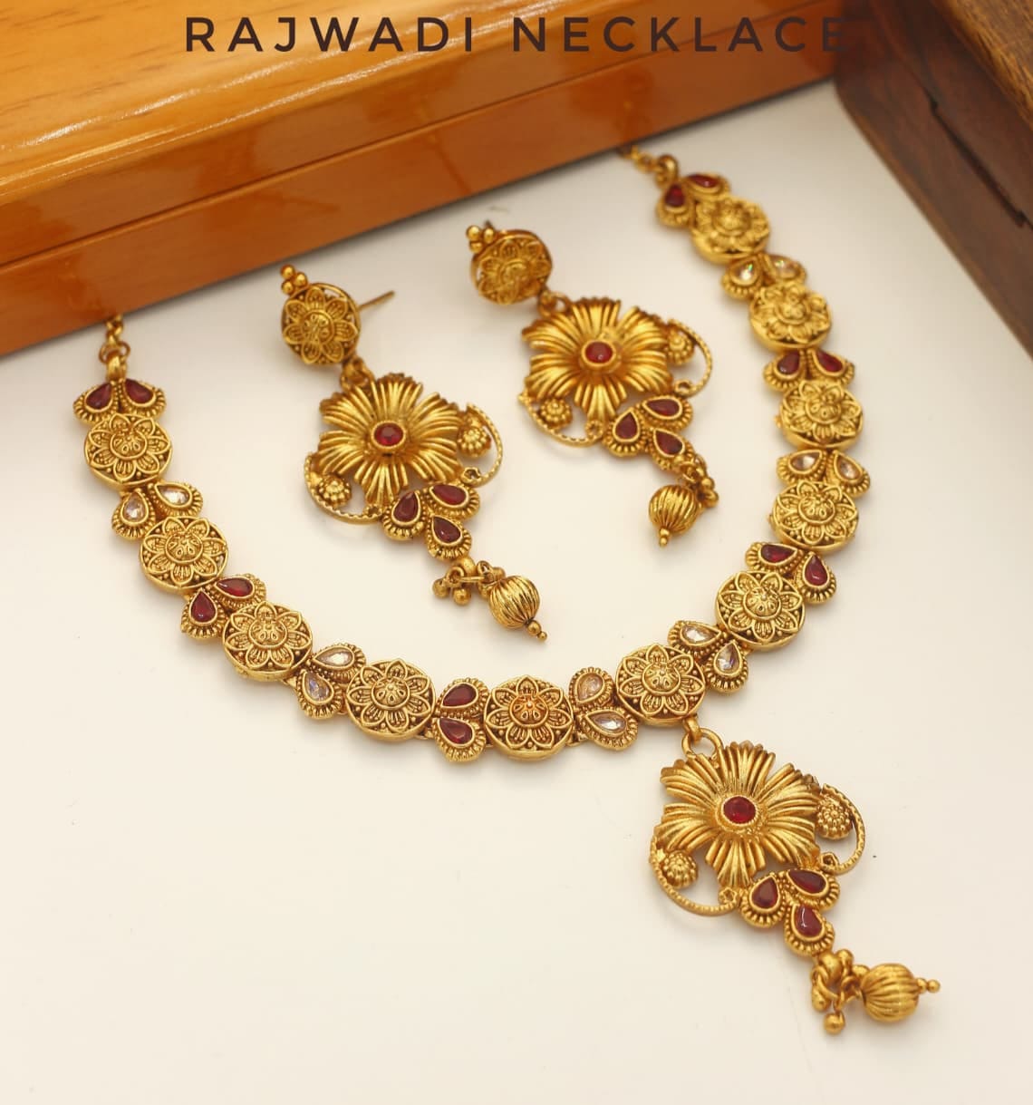 Rajwadi Necklace With Earrings - Indian Style Necklace - Multiple Designs