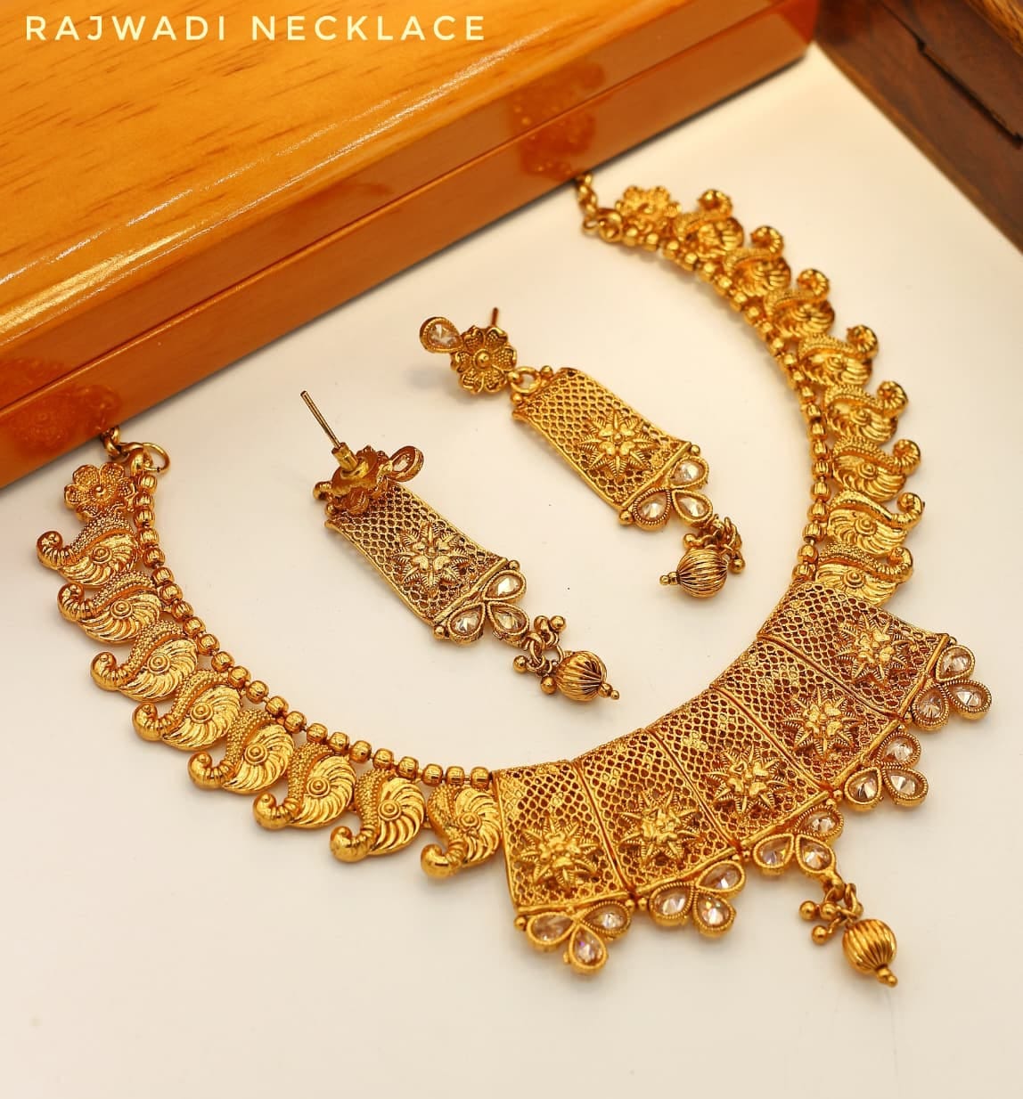 Rajwadi Necklace With Earrings - Indian Style Necklace - Multiple Designs