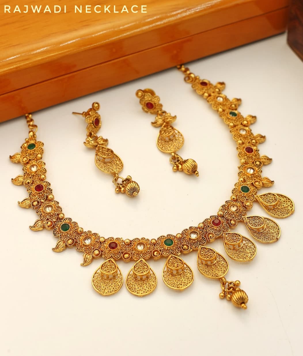 Rajwadi Necklace With Earrings - Indian Style Necklace - Multiple Designs