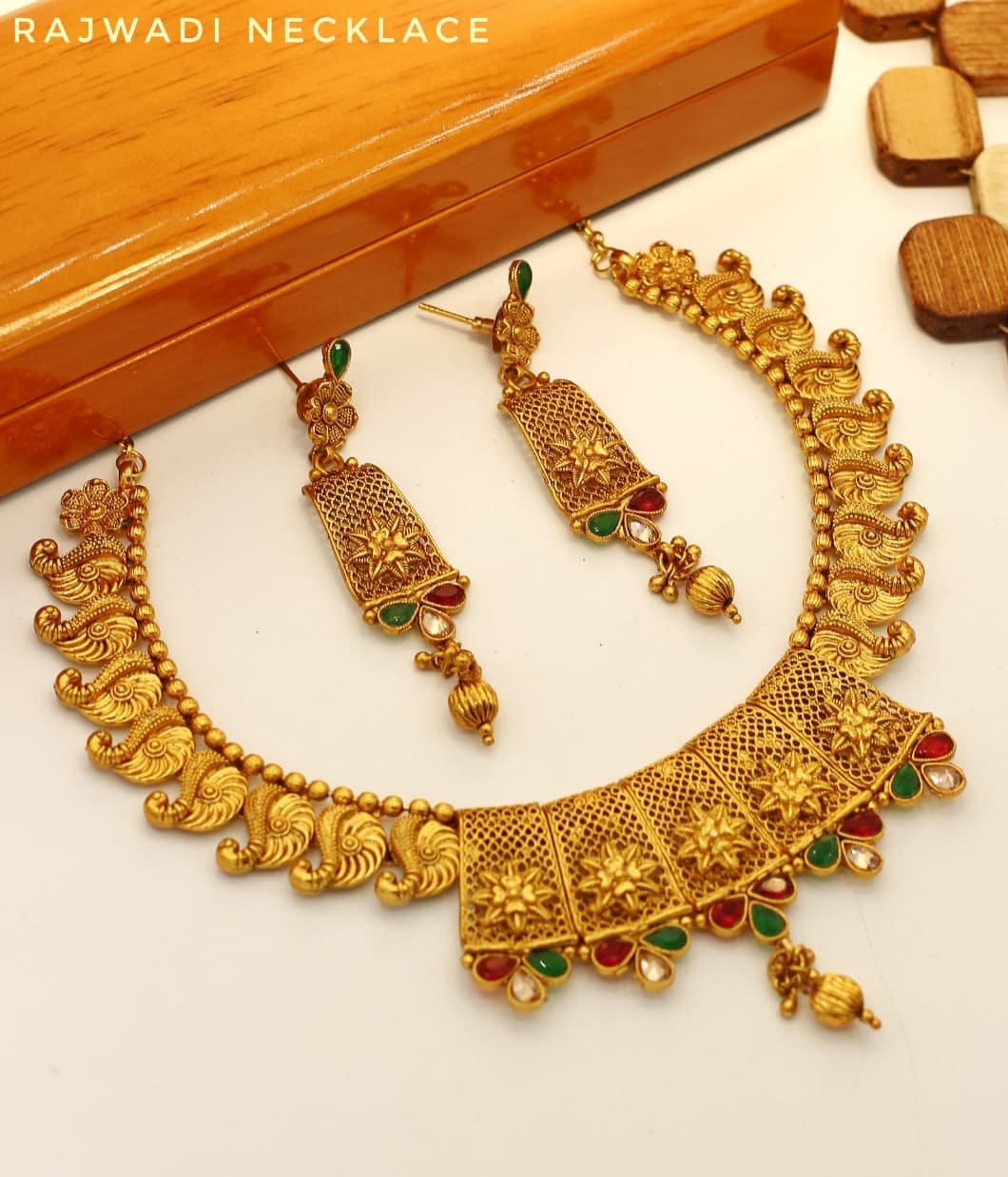 Rajwadi Necklace With Earrings - Indian Style Necklace - Multiple Designs