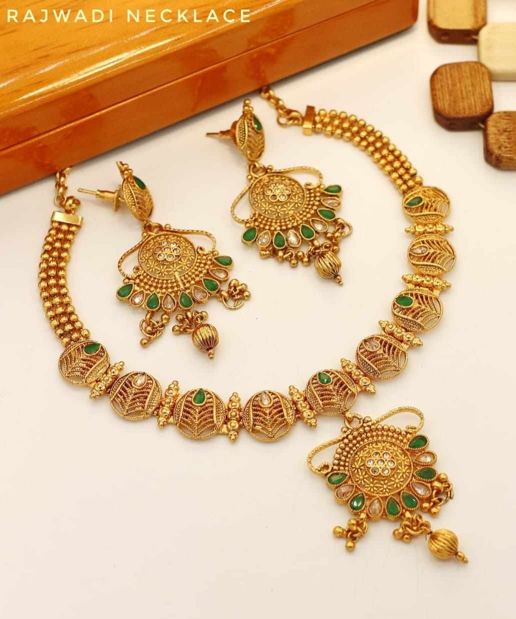 Rajwadi Necklace With Earrings - Indian Style Necklace - Multiple Designs