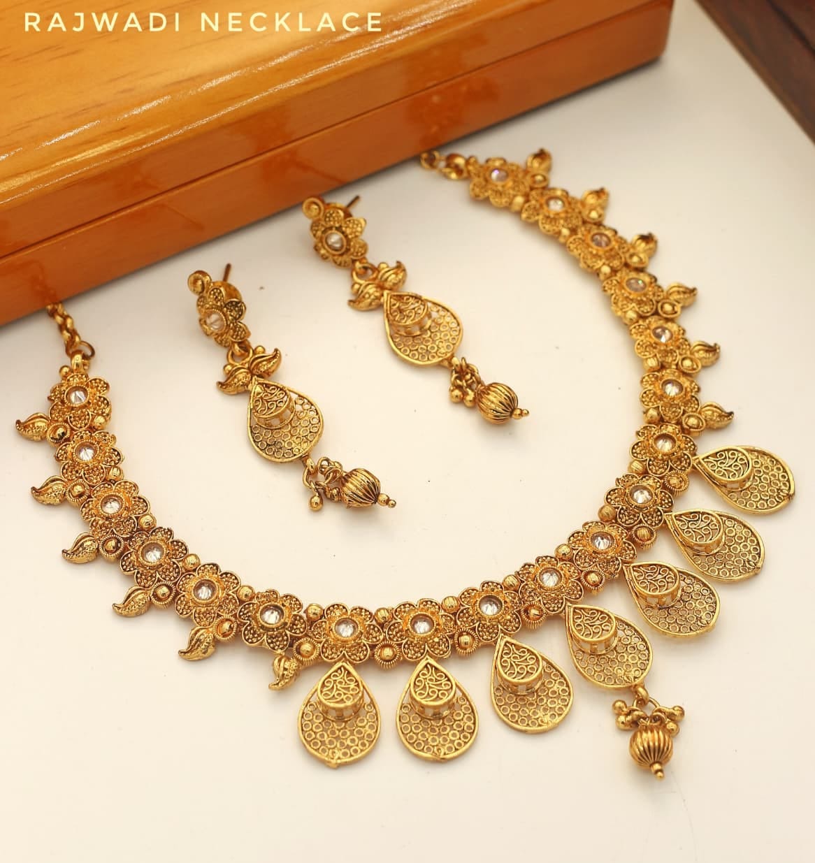 Rajwadi Necklace With Earrings - Indian Style Necklace - Multiple Designs