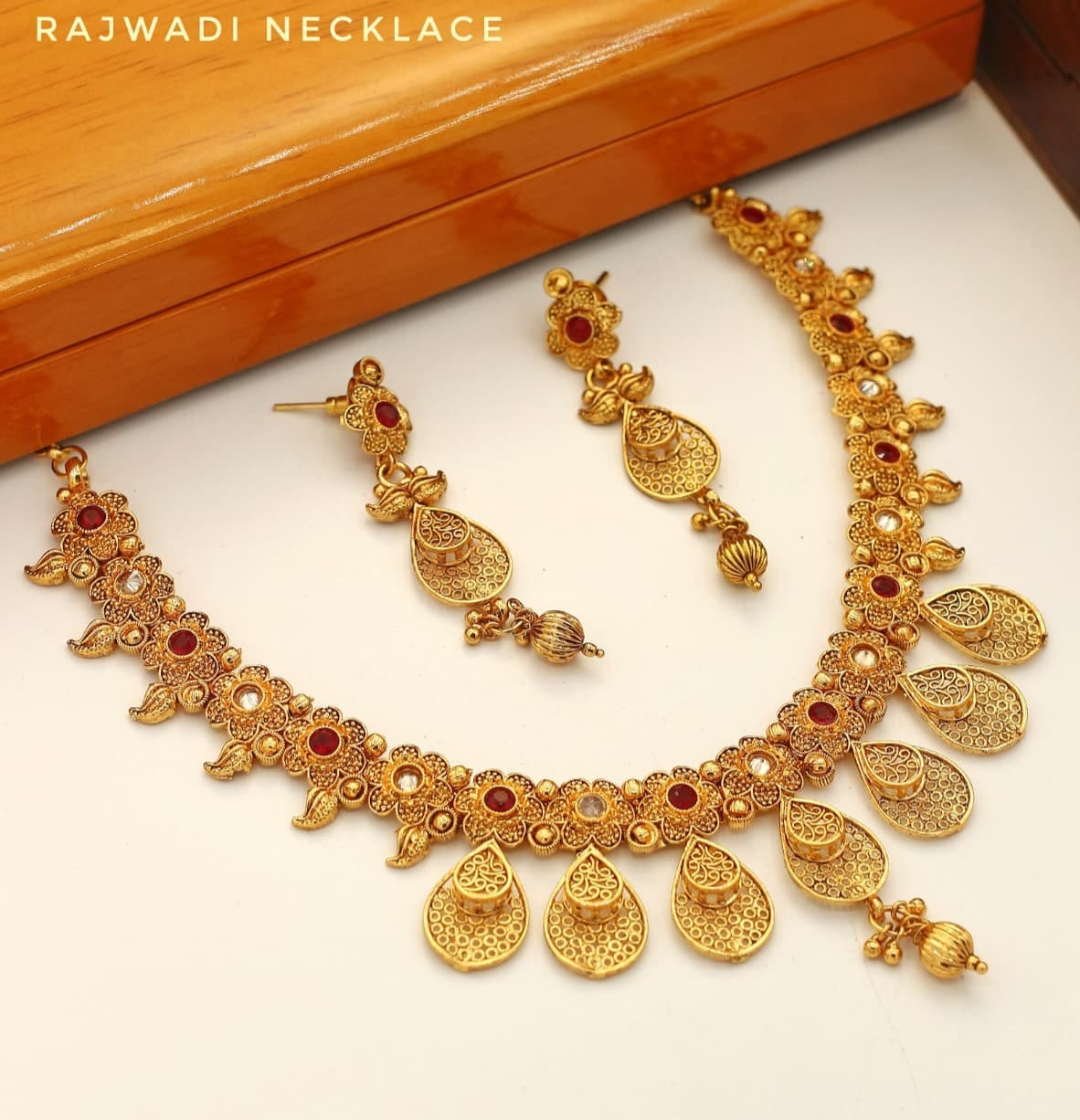 Rajwadi Necklace With Earrings - Indian Style Necklace - Multiple Designs