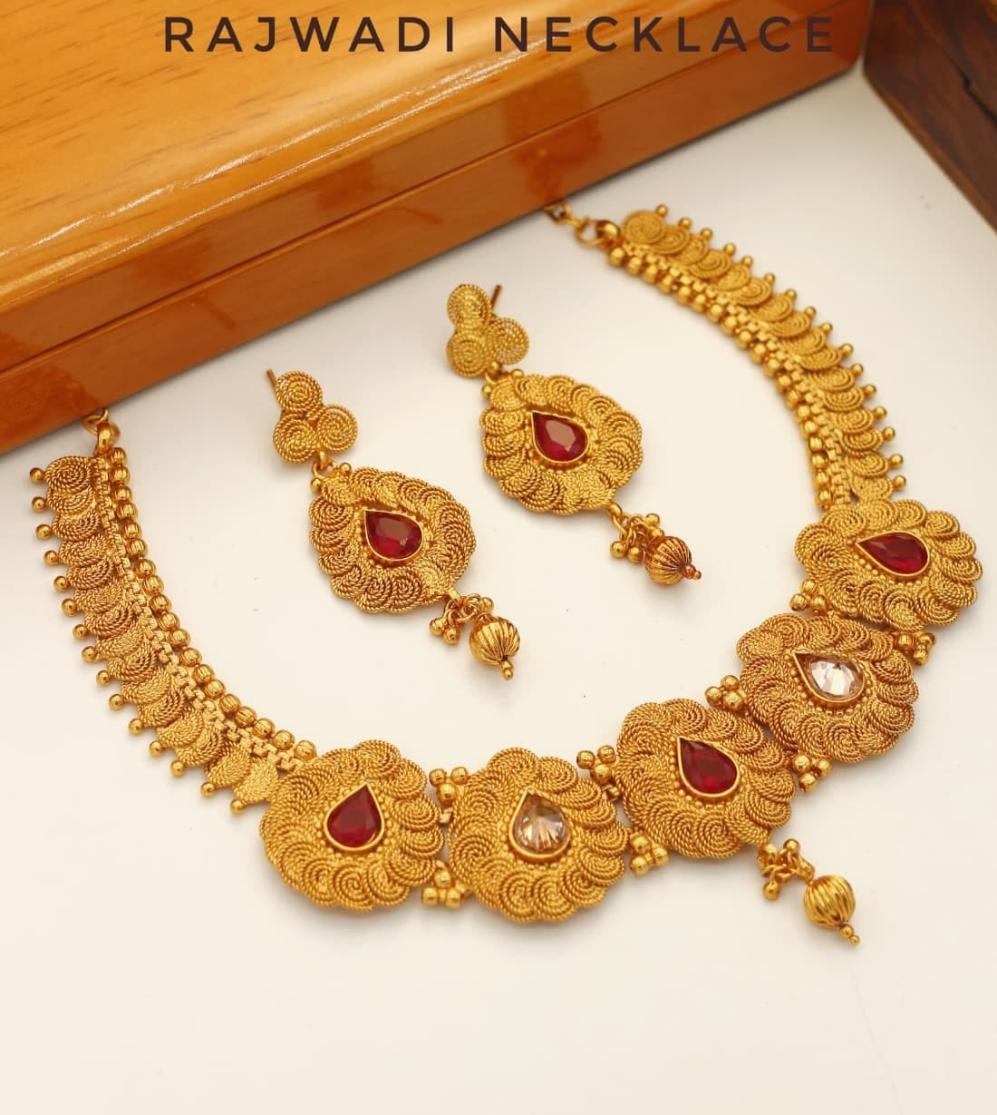 Rajwadi Necklace With Earrings - Indian Style Necklace - Multiple Designs