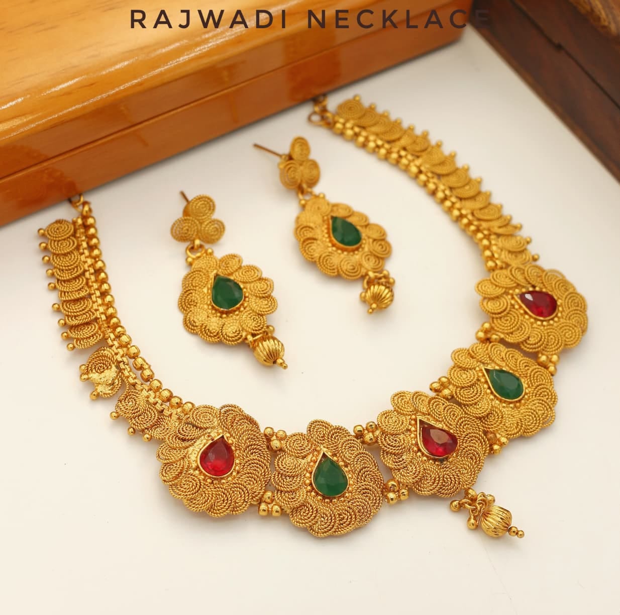 Rajwadi Necklace With Earrings - Indian Style Necklace - Multiple Designs