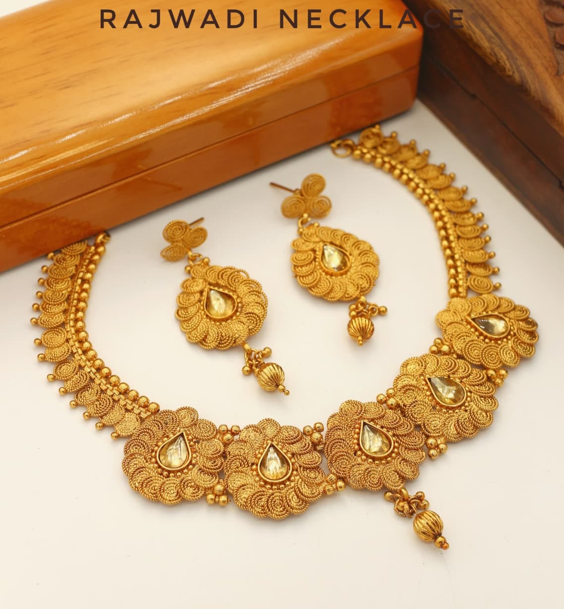 Rajwadi Necklace With Earrings - Indian Style Necklace - Multiple Designs