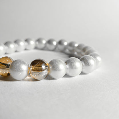 White Pearls & Crystal Beads Bracelet