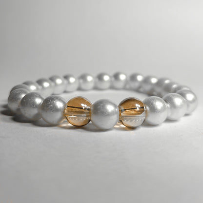 White Pearls & Crystal Beads Bracelet